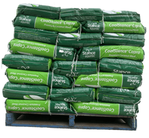 A pallet of green bags of cement