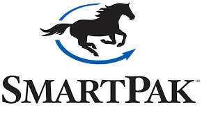 A black horse with blue tail and white head is in front of the smartpad logo.